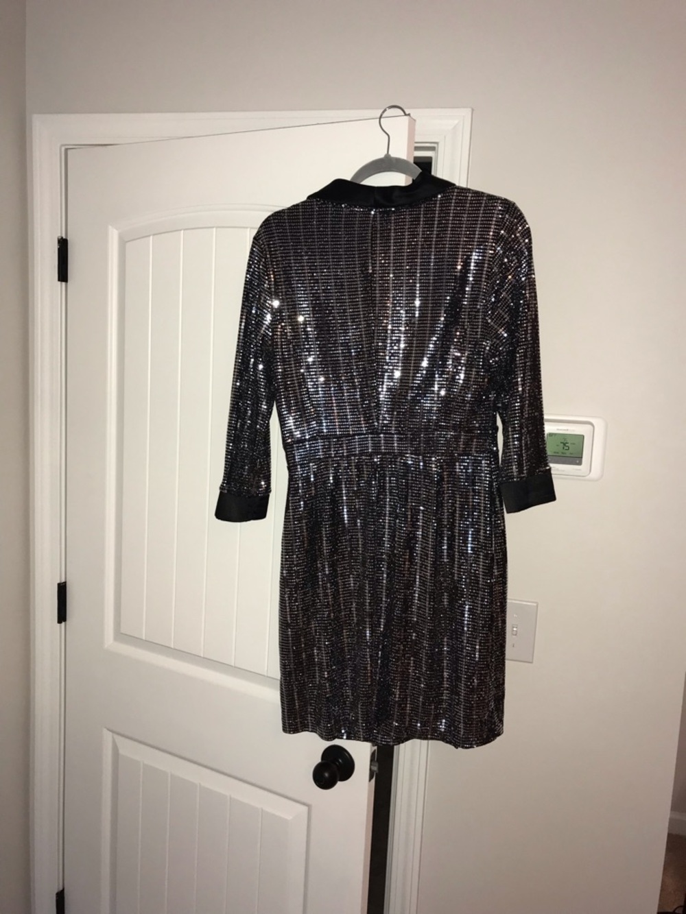 INC International Concepts Silver Sequin Wrap Midi Dress - Picture 4 of 4